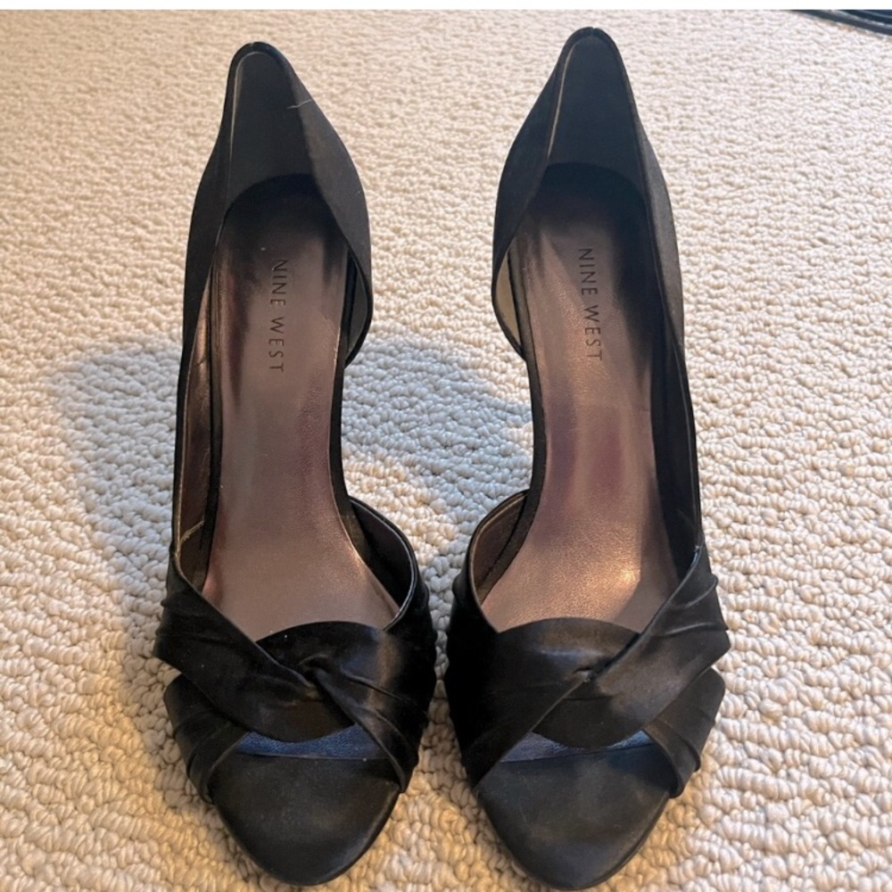 Black Satin Nine West Heels 7.5
